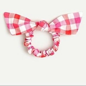 J. Crew Pink and White Checkered Hair Scrunchie